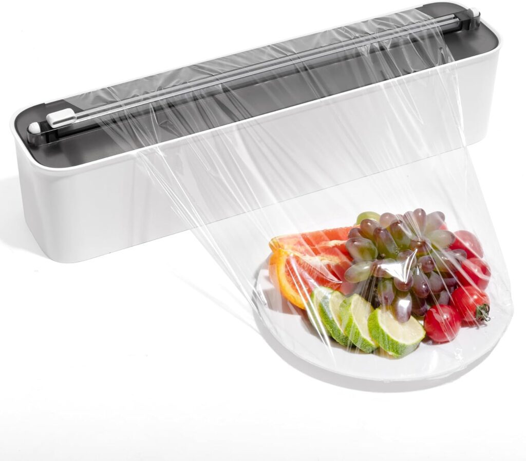 Magnetic kitchen wrap and foil dispenser attached to a refrigerator for organized kitchen storage