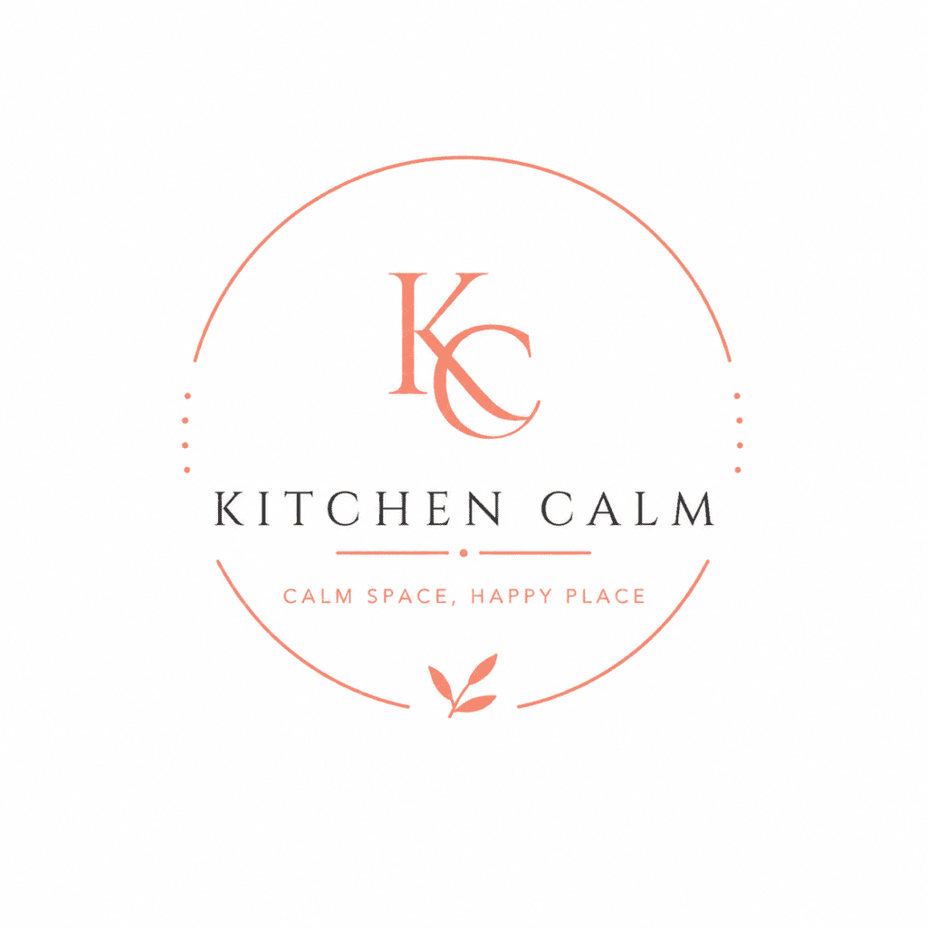 Kitchen Calm minimalist logo design with elegant typography for home organization and kitchen tools brand.