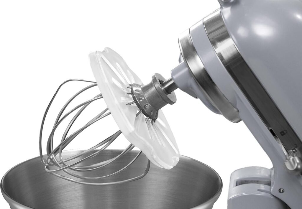 KitchenAid stand mixer whisk wiper attachment for clean and mess-free baking.